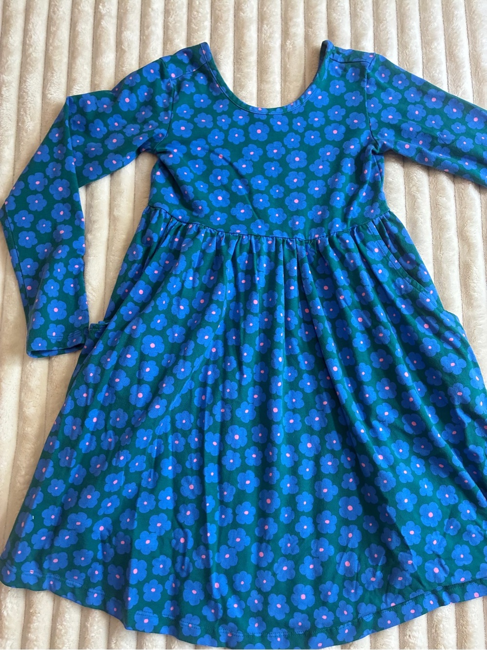 Hanna Andersson Girls Floral Dress | Size 8 | Green | Pockets | GUC